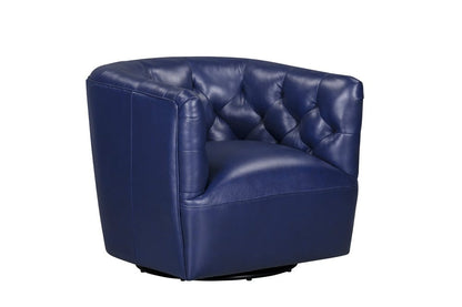 Leather Italia USA - 2604 Mira Chair - 360 Swivel 7469S Blue Leather  - 4111-2604S-017469S view 1