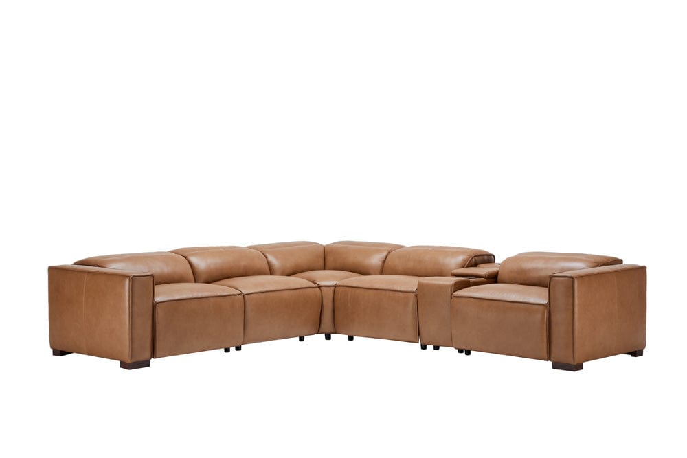 Leather Italia USA - Ehz2934 Uptown Complete 6Pc Sectional 7701Lv Tan Husk - 8124-EHZ2934-6PC-7701LV view 1