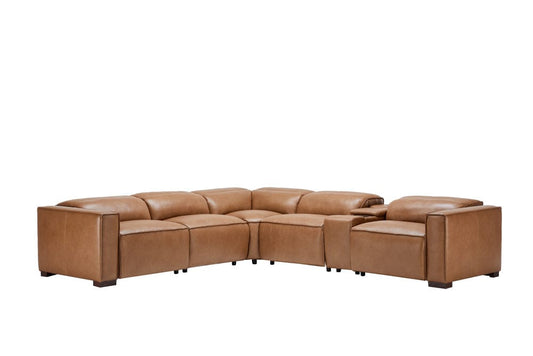 Leather Italia USA - Ehz2934 Uptown Complete 6Pc Sectional 7701Lv Tan Husk - 8124-EHZ2934-6PC-7701LV view 1