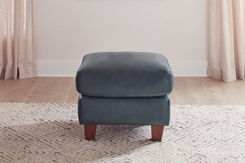 Leather Italia USA - 6529 Traverse Ottoman 177147 Ocean Blue Leather  - 9661-6529-00177147 view 1