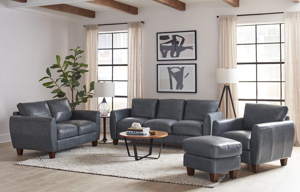 Leather Italia USA - 6529 Traverse Ottoman 177147 Ocean Blue Leather  - 9661-6529-00177147 view 3
