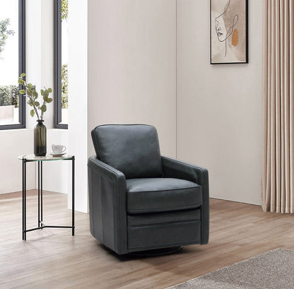 Leather Italia USA - 6773 Turner Chair - 360 Swivel - Glider 1055S Forest Green - 9661-6773S-011055S view 3