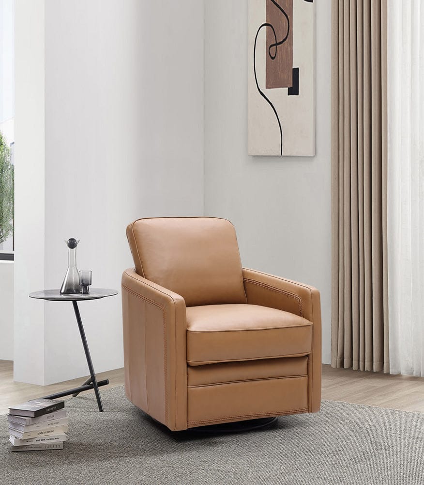 Leather Italia USA - 6773 Turner Chair - 360 Swivel - Glider 1110S Camel - 9661-6773S-011110S view 3