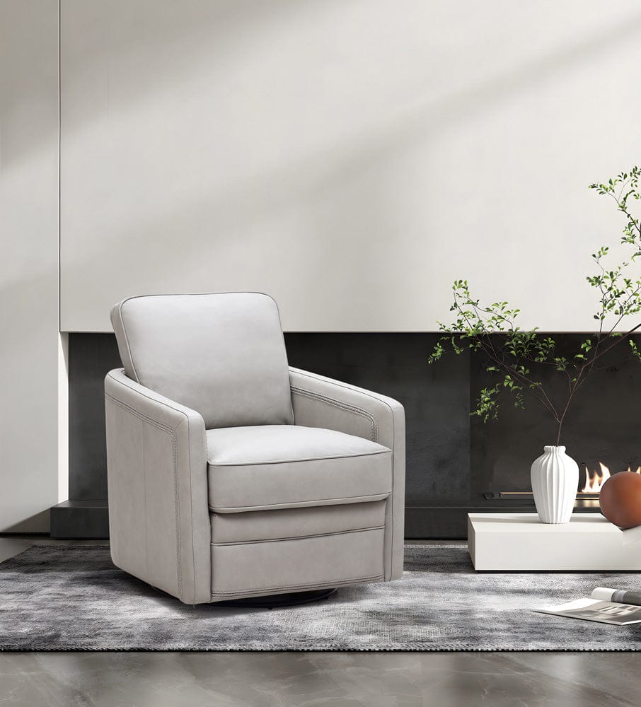 Leather Italia USA - 6773 Turner Chair - 360 Swivel - Glider 1760S Stone - 9661-6773S-011760S view 3