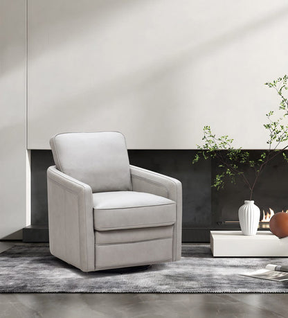 Leather Italia USA - 6773 Turner Chair - 360 Swivel - Glider 1760S Stone - 9661-6773S-011760S view 3