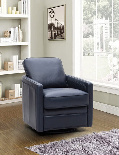 Leather Italia USA - 6773 Turner Chair - 360 Swivel - Glider 7469S Blue  - 9661-6773S-017469S view 3