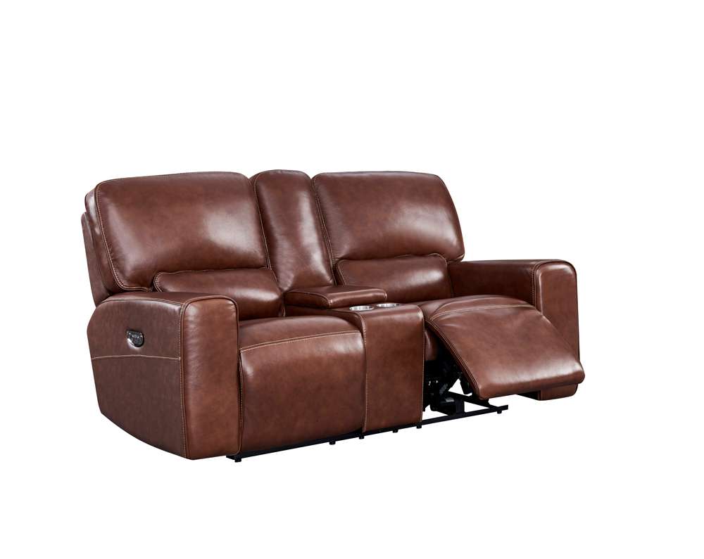 Leather Italia USA - Broadway Loveseat - Console P2 Brown - 1669-EH9049C-028540LV veiw 3