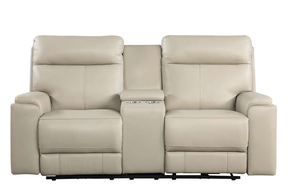 Leather Italia USA - Bryant Loveseat - Console P2 Taupe - 1444-EH310C-021001LV veiw 3
