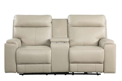 Leather Italia USA - Bryant Loveseat - Console P2 Taupe - 1444-EH310C-021001LV veiw 3
