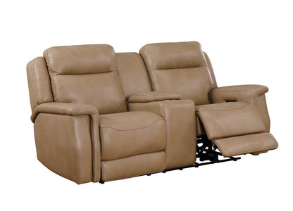 Leather Italia USA - Ehz2301 Fischer Loveseat - Console - P2 - Zg 1306L Saddle - 4111-EHZ2301C-021306LV view 1