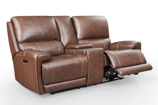 Leather Italia USA - Ehz2814 Highland Loveseat - Console - P2 - Zg 7463 Brown Coffee - 4111-EHZ2814C-027463LV view 1