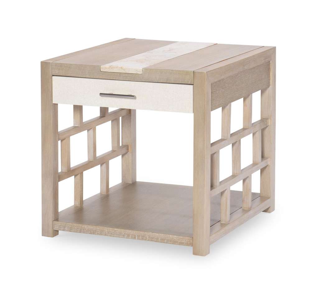 Legacy Classic Furniture - Biscayne Square End Table W/ Travertine Insert - 1500-107 veiw 1