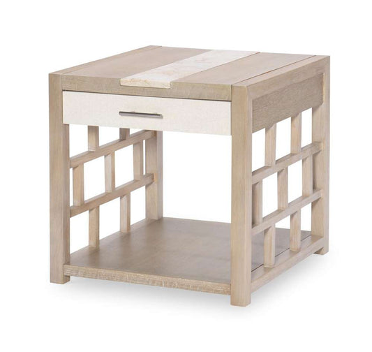 Legacy Classic Furniture - Biscayne Square End Table W/ Travertine Insert - 1500-107 veiw 1