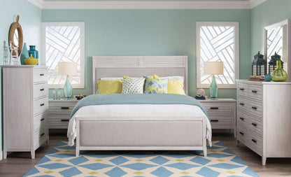 Legacy Classic Furniture - Edgewater Sand Dollar Complete Upholstered Bed King 66 White Finish - 1313-4206K veiw 4