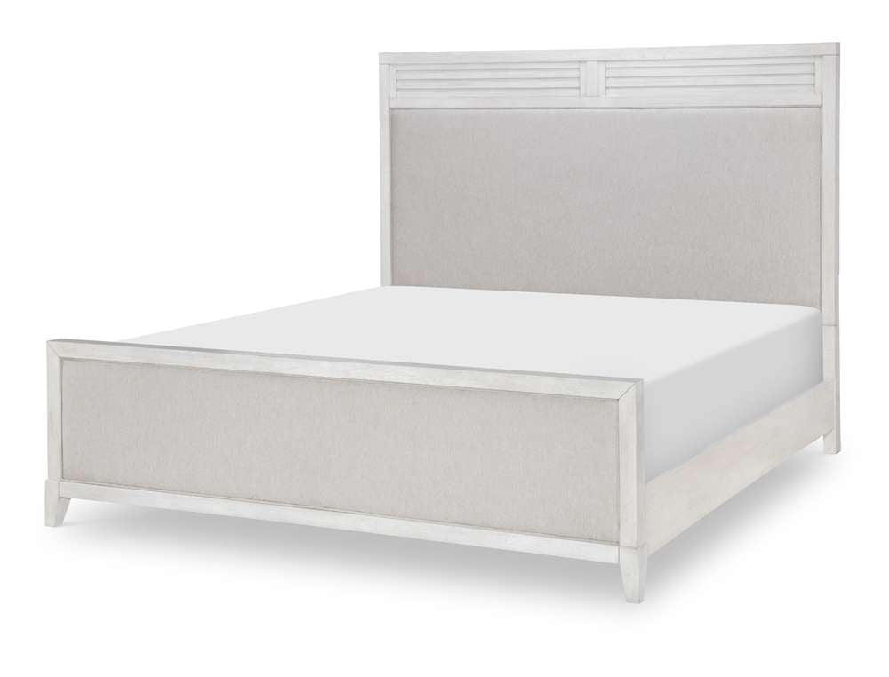 Legacy Classic Furniture - Edgewater Sand Dollar Complete Upholstered Bed Queen 50 White Finish - 1313-4205K veiw 1
