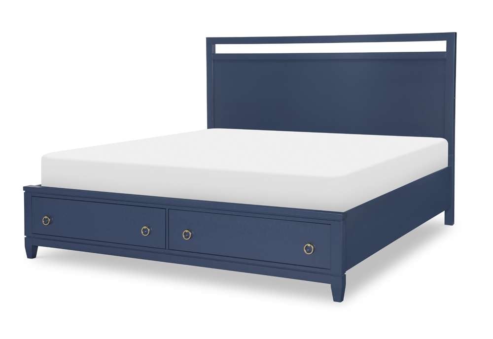 Legacy Classic Furniture - Summerland Inkwell Complete Panel Bed W Storage Ca King 60 Blue Finish - 1162-4137K veiw 1