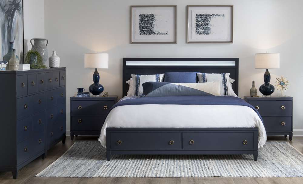 Legacy Classic Furniture - Summerland Inkwell Complete Panel Bed W Storage Ca King 60 Blue Finish - 1162-4137K veiw 4