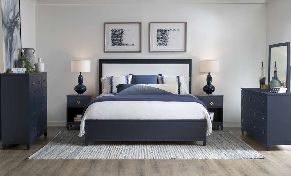 Legacy Classic Furniture - Summerland Inkwell Complete Upholstered Bed Ca King 60 Blue Finish - 1162-4207K veiw 2
