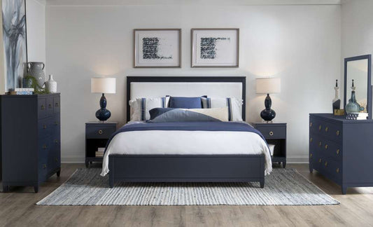 Legacy Classic Furniture - Summerland Inkwell Complete Upholstered Bed Queen 50 Blue Finish - 1162-4205K veiw 2
