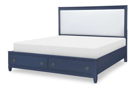 Legacy Classic Furniture - Summerland Inkwell Complete Upholstered Bed W Storage King 60 Blue Finish - 1162-4237K veiw 1