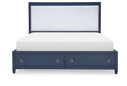 Legacy Classic Furniture - Summerland Inkwell Complete Upholstered Bed W Storage King 66 Blue Finish - 1162-4236K veiw 4