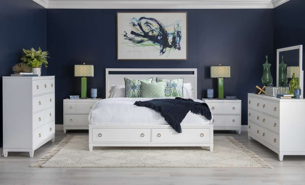 Legacy Classic Furniture - Summerland White Complete Panel Bed W Storage Ca King White Finish 60 - 1160-4137K veiw 4