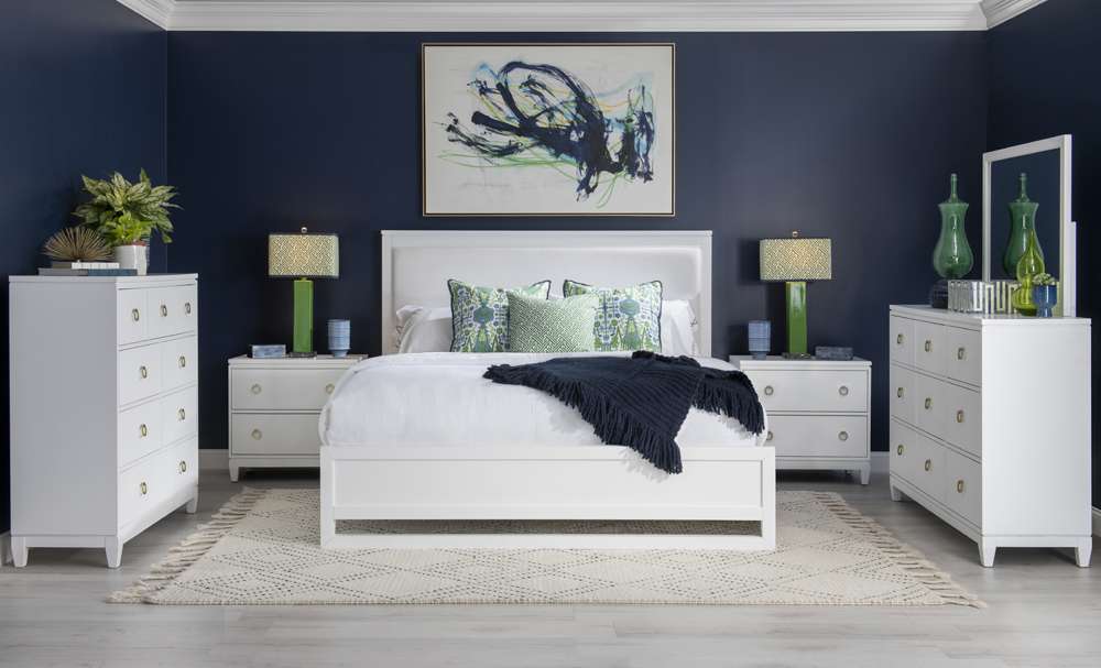 Legacy Classic Furniture - Summerland White Complete Upholstered Bed Queen 50 White Finish - 1160-4205K veiw 2