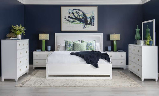 Legacy Classic Furniture - Summerland White Complete Upholstered Bed Queen 50 White Finish - 1160-4205K veiw 2