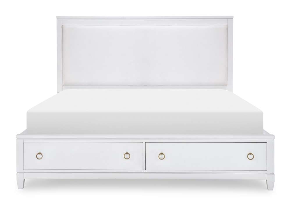 Legacy Classic Furniture - Summerland White Complete Upholstered Bed W Storage King 60 White Finish - 1160-4237K view 4