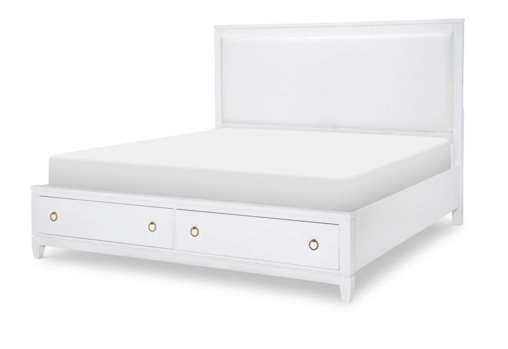 Legacy Classic Furniture - Summerland White Complete Upholstered Bed W Storage King 60 White Finish - 1160-4237K veiw 1