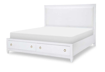 Legacy Classic Furniture - Summerland White Complete Upholstered Bed W Storage King 60 White Finish - 1160-4237K veiw 1