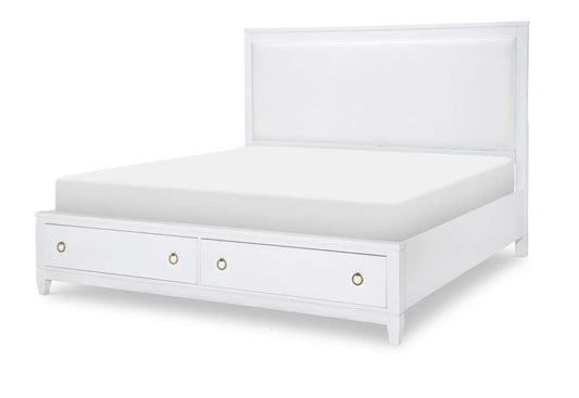 Legacy Classic Furniture - Summerland White Complete Upholstered Bed W Storage King 66 White Finish - 1160-4236K veiw 1