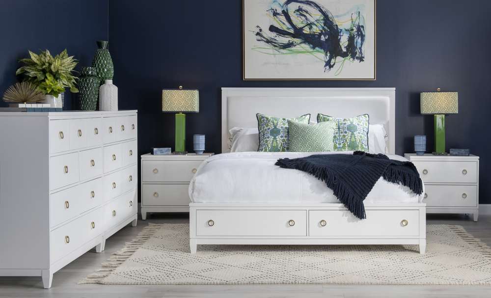 Legacy Classic Furniture - Summerland White Complete Upholstered Bed W Storage Queen 50 White Finish - 1160-4235K veiw 3