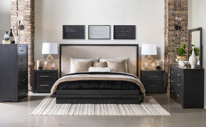 Legacy Classic Furniture - Westwood Dark Complete Upholstered Bed K 6/6 Dark Oak Finish - 1731-4206K veiw 4