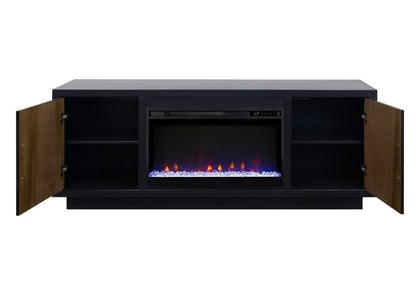 Legends Furniture - Aria 66 inch Fireplace TV Stand for TVs up to 80 inches in Black and Walnut - AR5210.SLS veiw 3
