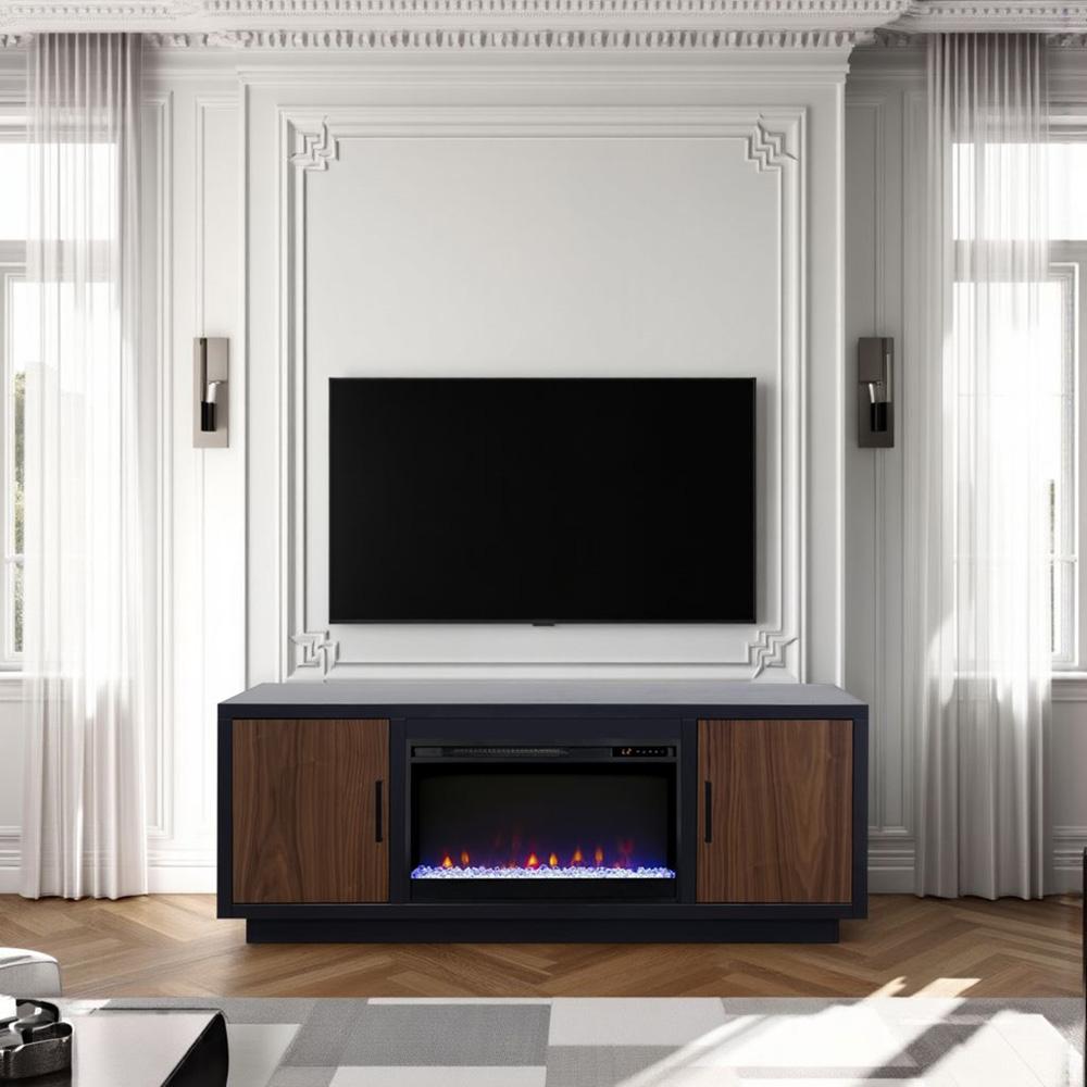 Legends Furniture - Aria 66 inch Fireplace TV Stand for TVs up to 80 inches in Black and Walnut - AR5210.SLS veiw 6
