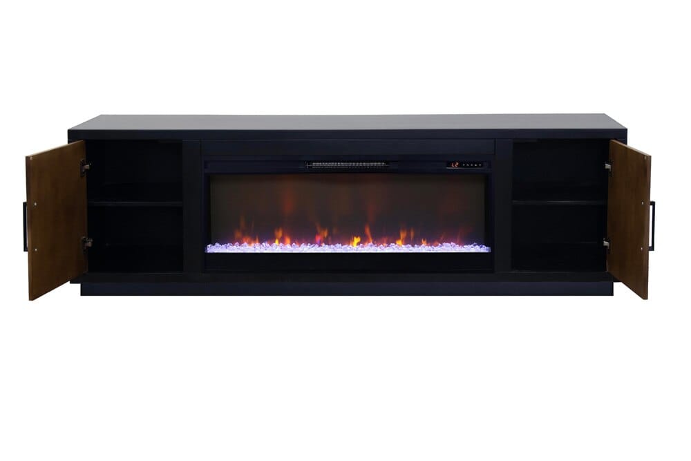 Legends Furniture - Aria 83 inch Fireplace TV Stand for TVs up to 95 inches in Black and Walnut - AR5410.SLS veiw 3