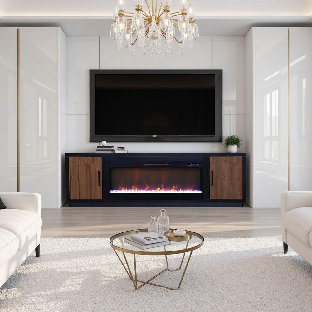 Legends Furniture - Aria 83 inch Fireplace TV Stand for TVs up to 95 inches in Black and Walnut - AR5410.SLS veiw 6