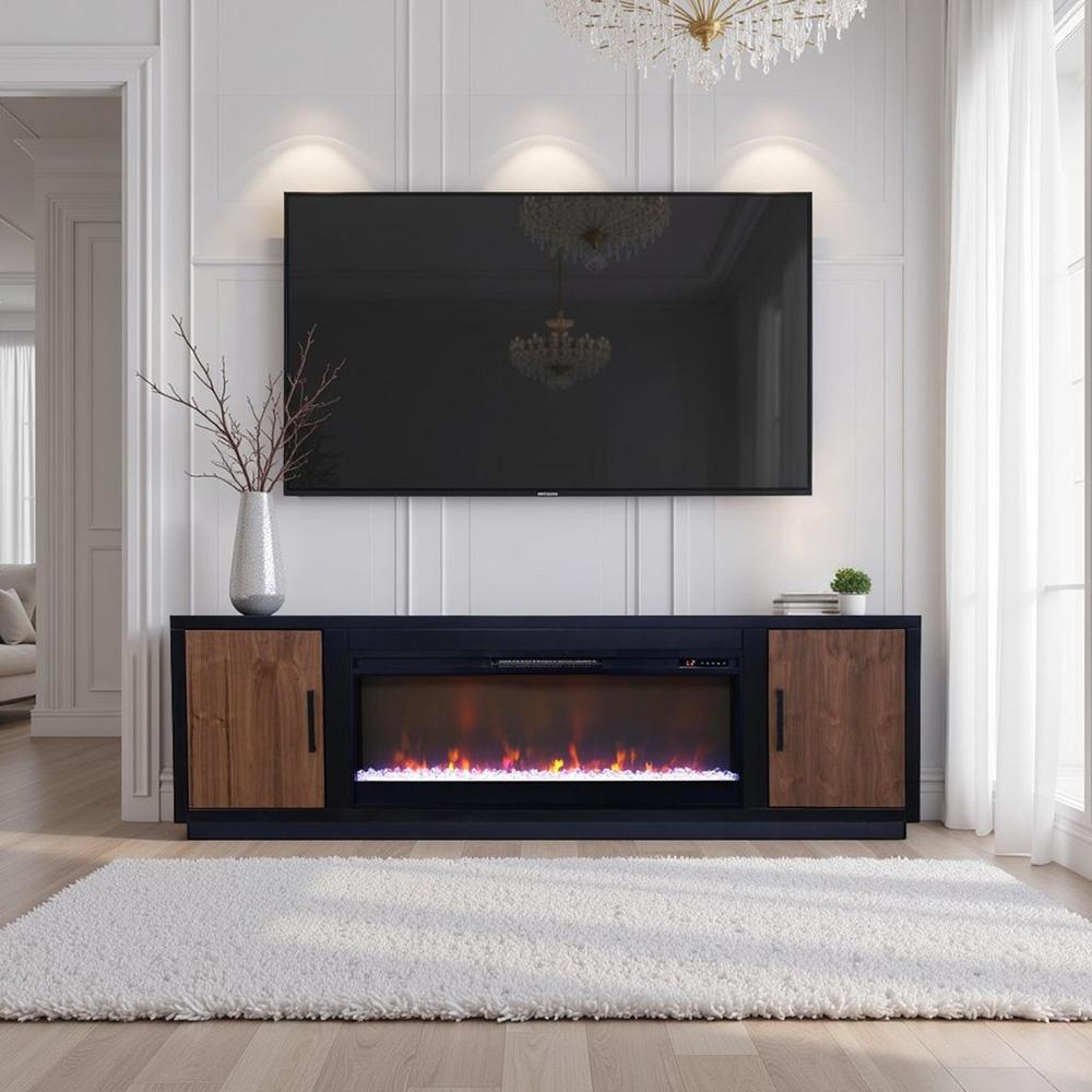 Legends Furniture - Aria 83 inch Fireplace TV Stand for TVs up to 95 inches in Black and Walnut - AR5410.SLS veiw 7