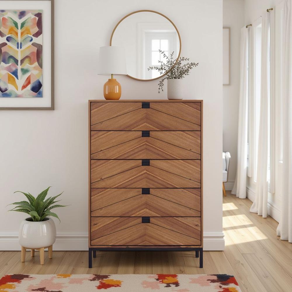 Legends Furniture - Astoria Five Drawer Chest in Natural Herringbone - ZAST-7016 veiw 8