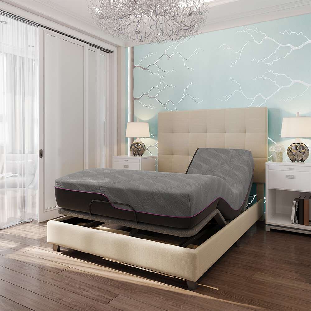 Legends Furniture - Bridgevine Home 11 inch Flex Head Adjustable King Size 3-Layer Latex Foam Mattress and Bed Frame Bundle - ZREM-ADJ-ALRMNL-FK veiw 2