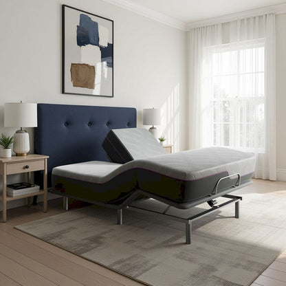 Bridgevine Home - 11 inch Flex Head Adjustable Queen Size 3-Layer Memory Foam Mattress and Bed Frame Bundle - ZREM-ADJ-AFRMRN-FQ view 4