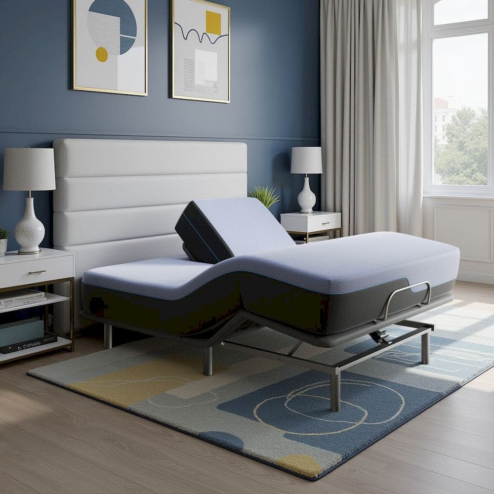 Bridgevine Home - 12 inch Flex Head Adjustable Queen Size Hybrid 5-Layer Latex Foam Mattress and Bed Frame Bundle - ZREM-ADJ-AXRMFL-FQ view 4
