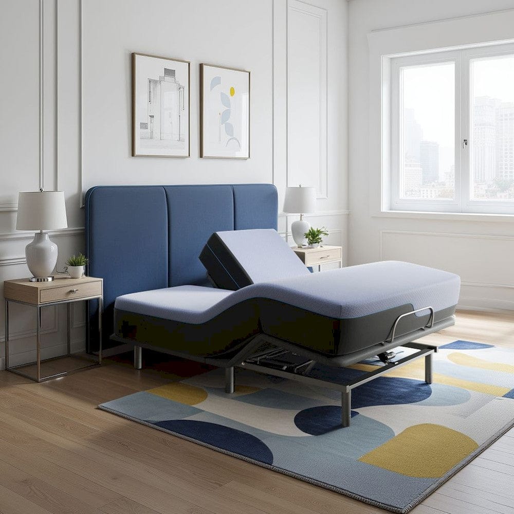 Bridgevine Home - 12 inch Flex Head Adjustable Queen Size Hybrid 5-Layer Memory Foam Mattress and Bed Frame Bundle - ZREM-ADJ-AHRMRF-FQ view 4