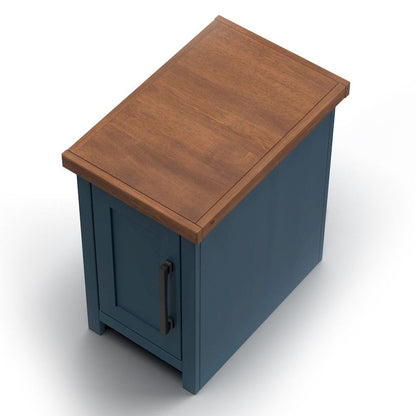 Bridgevine Home - 14 in. W x 24 in. HBlue Denim and Whiskey Brown Finish Solid Wood Side Table - NT4520.BWK view 6