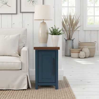 Bridgevine Home - 14 in. W x 24 in. HBlue Denim and Whiskey Brown Finish Solid Wood Side Table - NT4520.BWK view 7