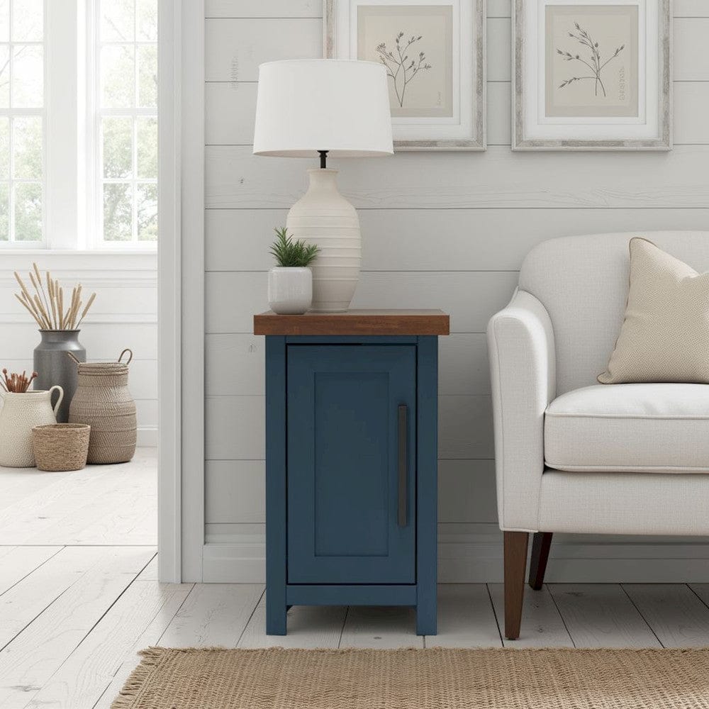 Bridgevine Home - 14 in. W x 24 in. HBlue Denim and Whiskey Brown Finish Solid Wood Side Table - NT4520.BWK view 8