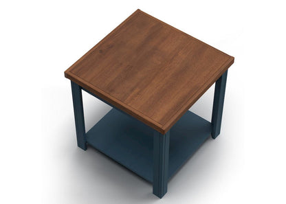 Bridgevine Home - 24 in. W x 24 in. HBlue Denim and Whiskey Brown Finish Solid Wood Side Table - NT4110.BWK view 6