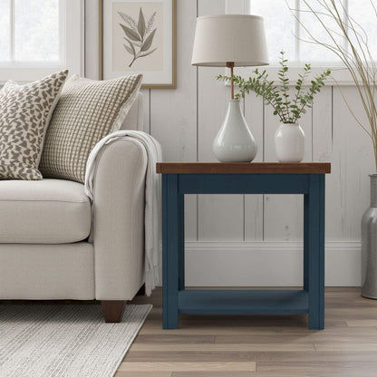 Bridgevine Home - 24 in. W x 24 in. HBlue Denim and Whiskey Brown Finish Solid Wood Side Table - NT4110.BWK view 8