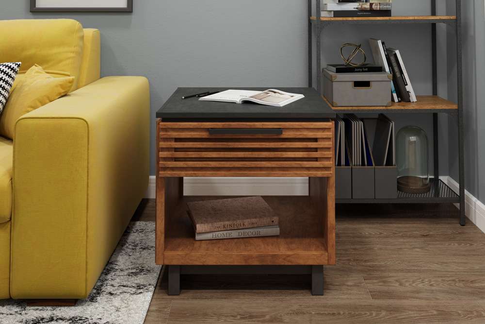 Legends Furniture - Bridgevine Home 24in Fully Assembled Brown and Black Finish Solid Wood Side Table - GC4110.BNB veiw 3